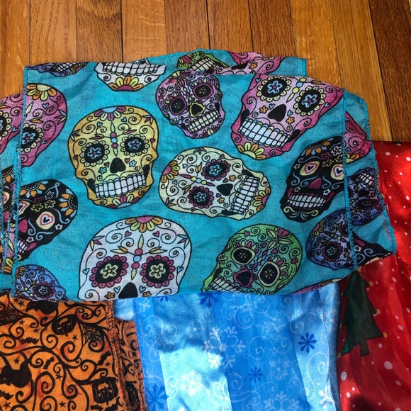 Lot of 12Holiday Scarves Halloween July Christmas - Picture 4 of 16